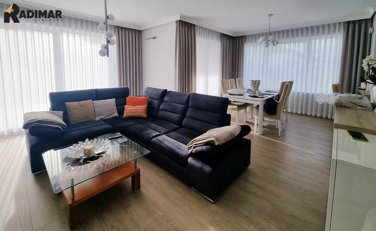 firany i zasłony na wymiar do dużego salonu realizacja radimar stargard